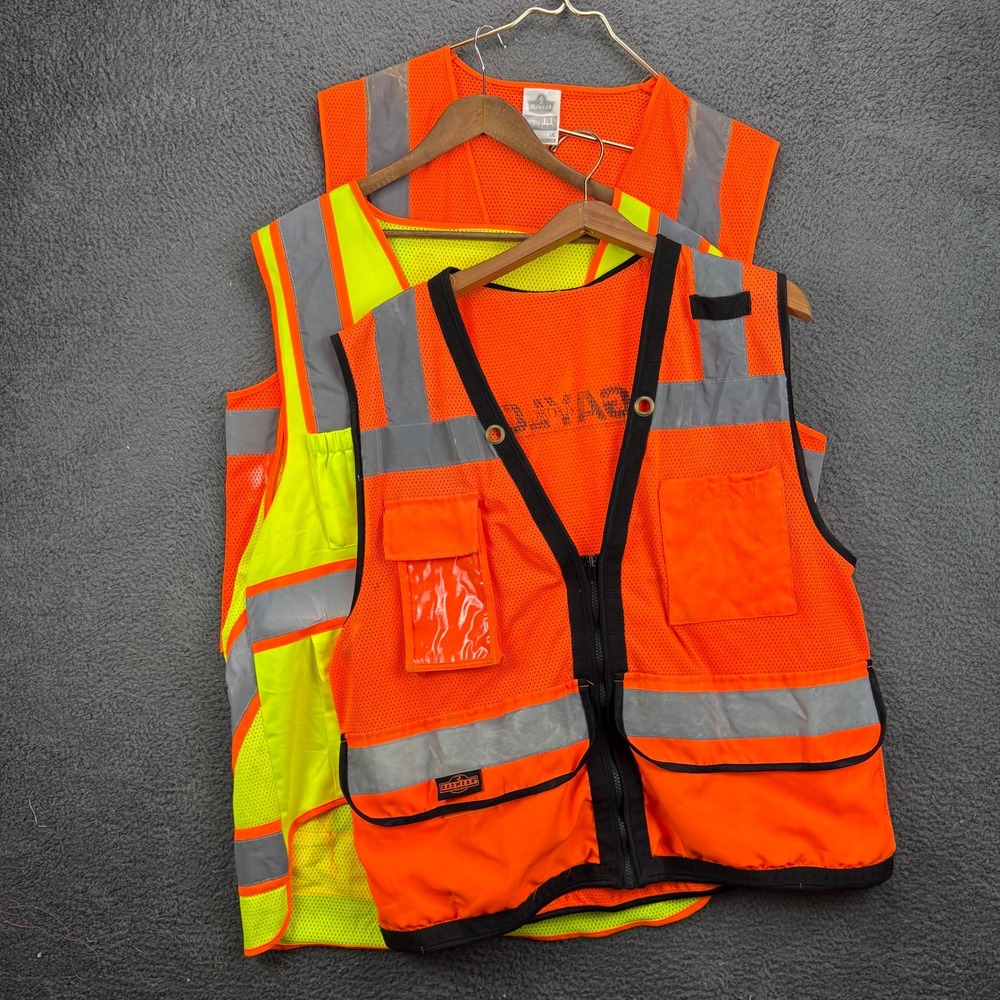 Lot of 3 High Visibility Safety Vests Stihl Glowear Radwear Orange Yellow L/XL